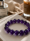 Uruguay Amethyst Healing Crystal Bracelet | Crown & Third Eye Chakra Stones 11 mm