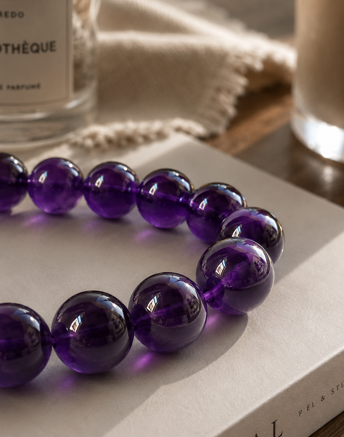 Uruguay Amethyst Healing Crystal Bracelet | Crown & Third Eye Chakra Stones 11 mm