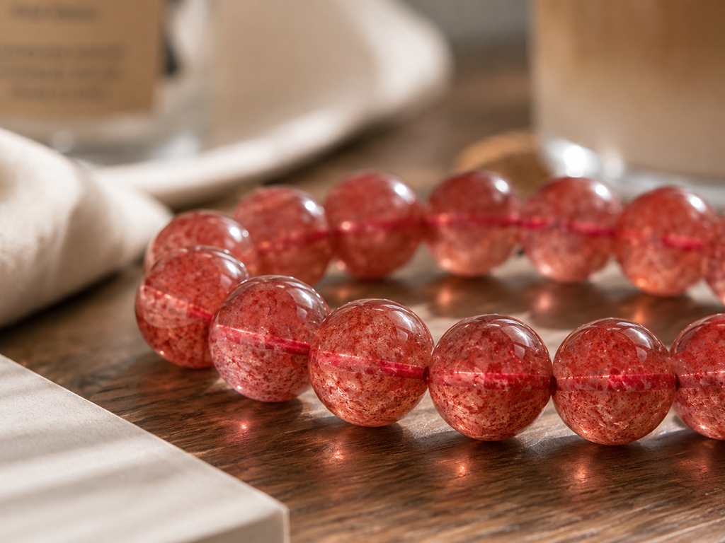 [High-Grade] Strawberry Quartz Healing Crystal Bracelet