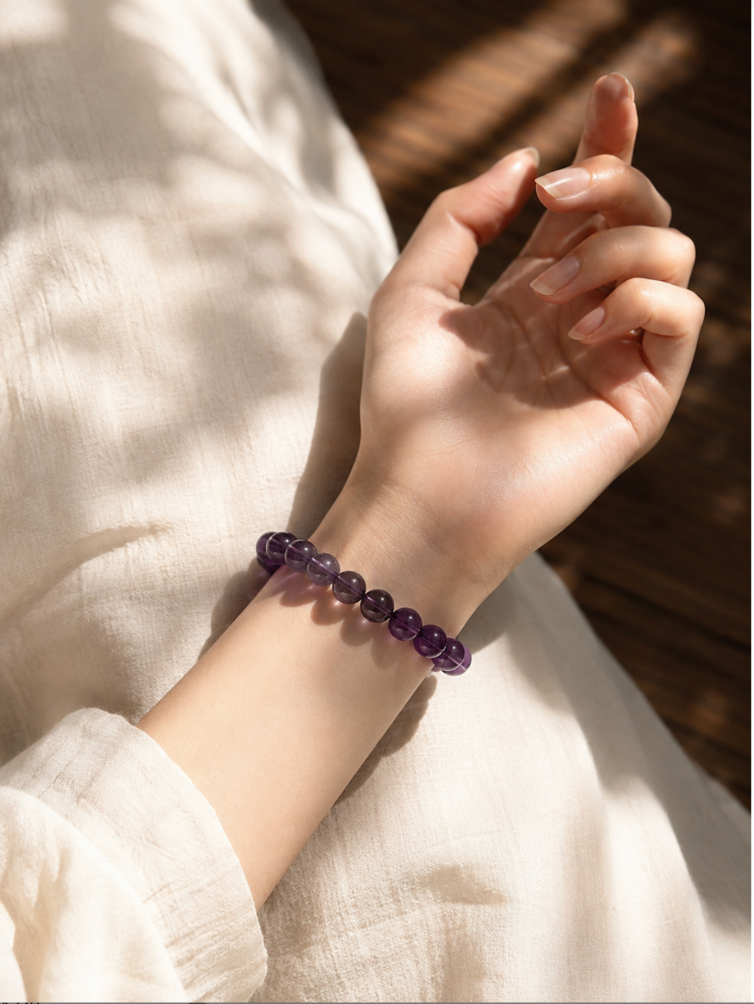 Uruguay Amethyst Healing Crystal Bracelet | Crown & Third Eye Chakra Stones 11 mm