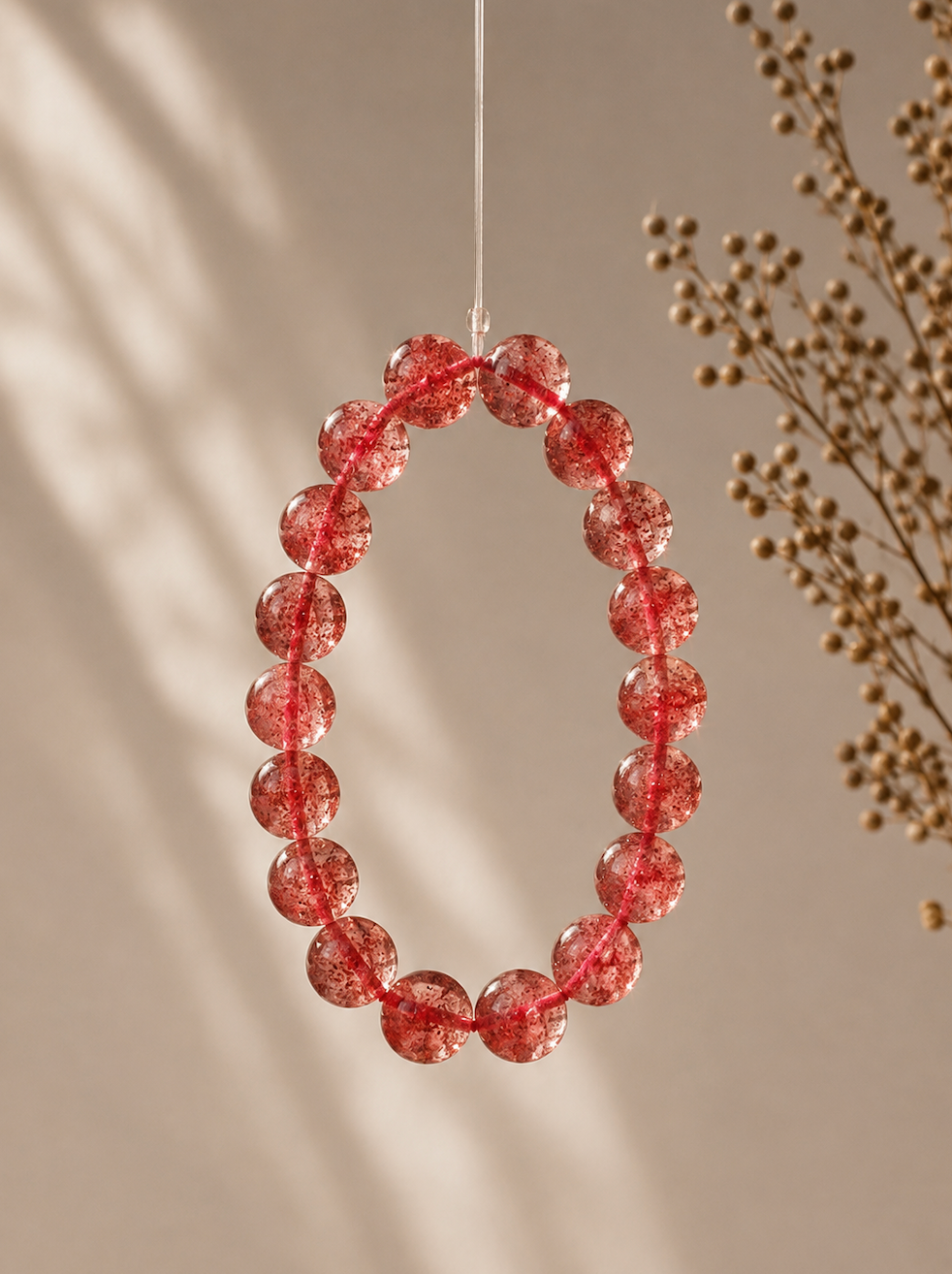 [High-Grade] Strawberry Quartz Healing Crystal Bracelet