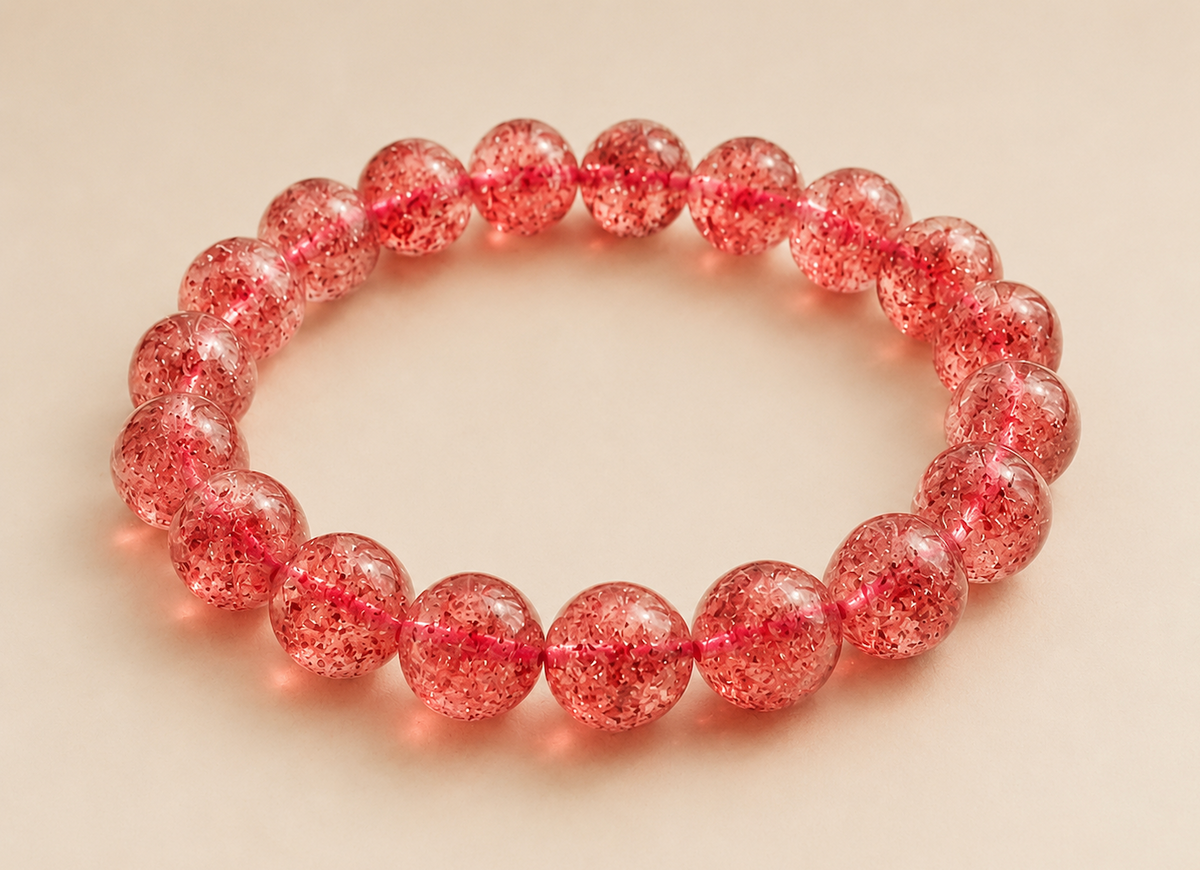 [High-Grade] Strawberry Quartz Healing Crystal Bracelet