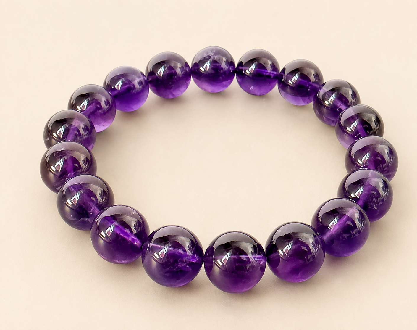 Uruguay Amethyst Healing Crystal Bracelet | Crown & Third Eye Chakra Stones 11 mm