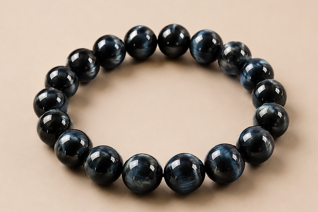 [High-Grade] 12mm Deep Space Blue Tiger’s Eye Healing Crystal Bracelet