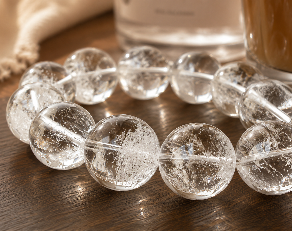 White Snowflake Crystal Bracelet | Crown & Soul Star Chakra High-Frequency Healing