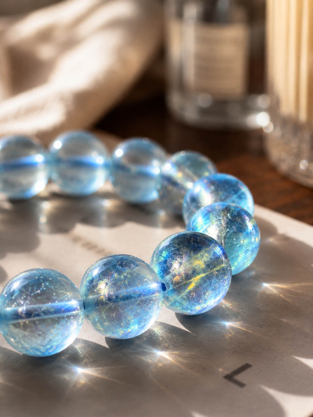 Top Grade Aquamarine Crystal Bracelet | Throat Chakra & Emotional Calm