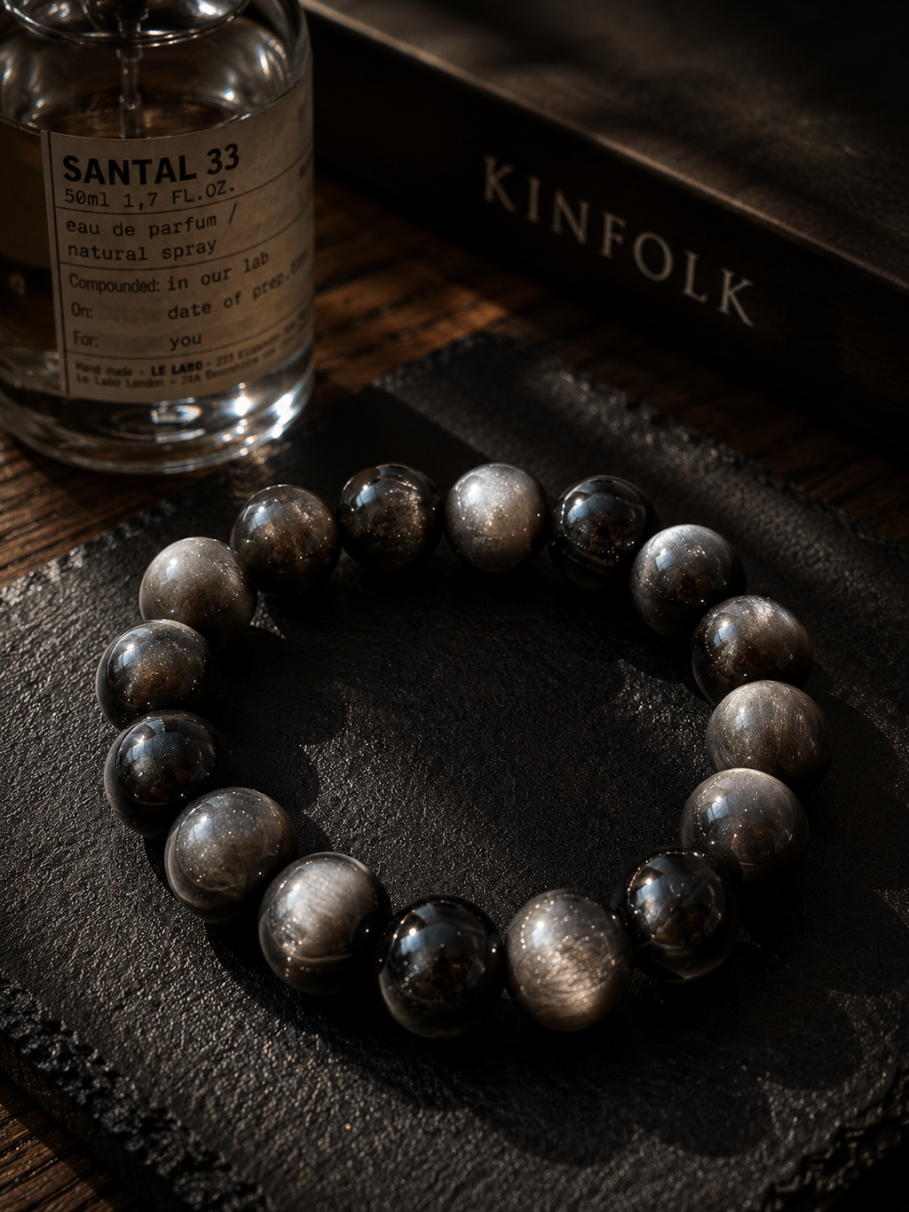 12mm Silver Sheen Obsidian Healing Crystal Bracelet