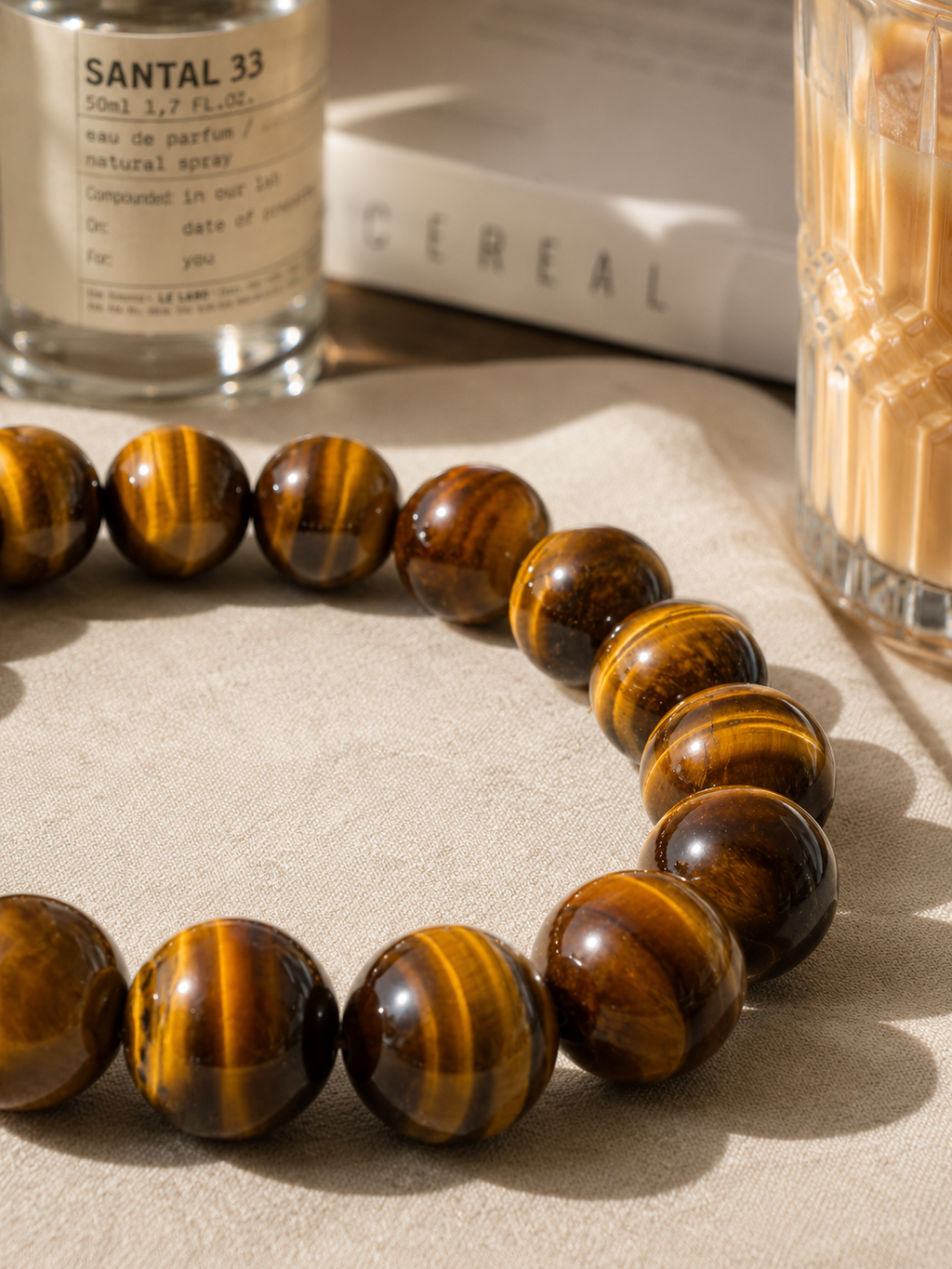 [High-Grade] 12mm Silk Yellow Tiger’s Eye Healing Crystal Bracelet