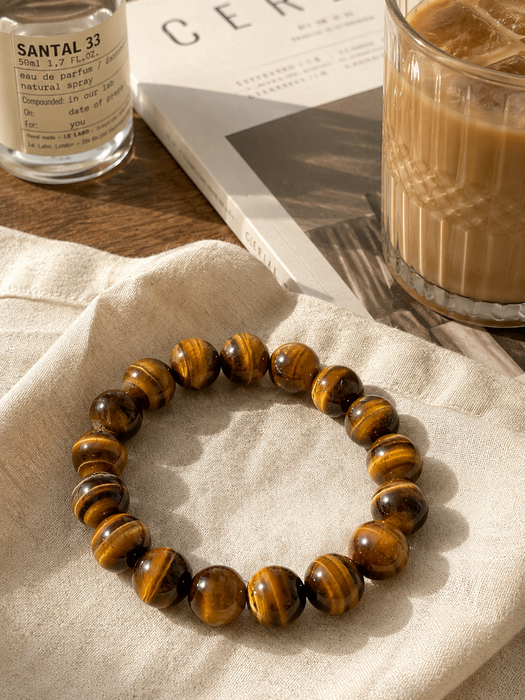 [High-Grade] 12mm Silk Yellow Tiger’s Eye Healing Crystal Bracelet