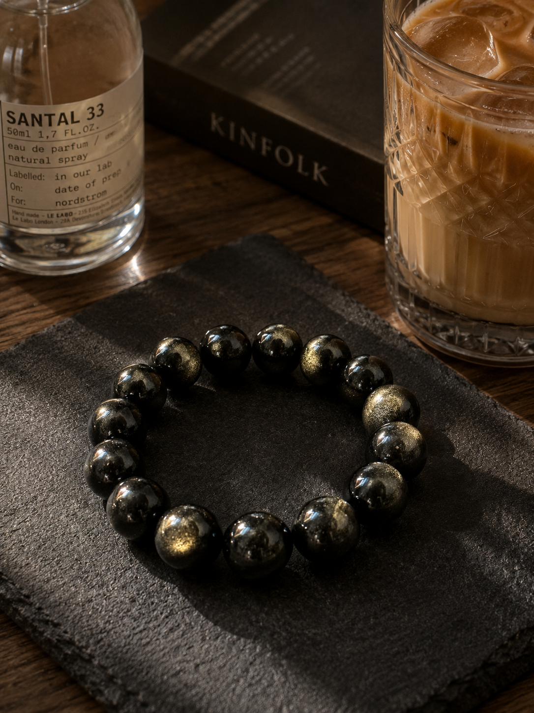 [High-Grade] 14mm Gold Sheen Obsidian Healing Crystal Bracelet