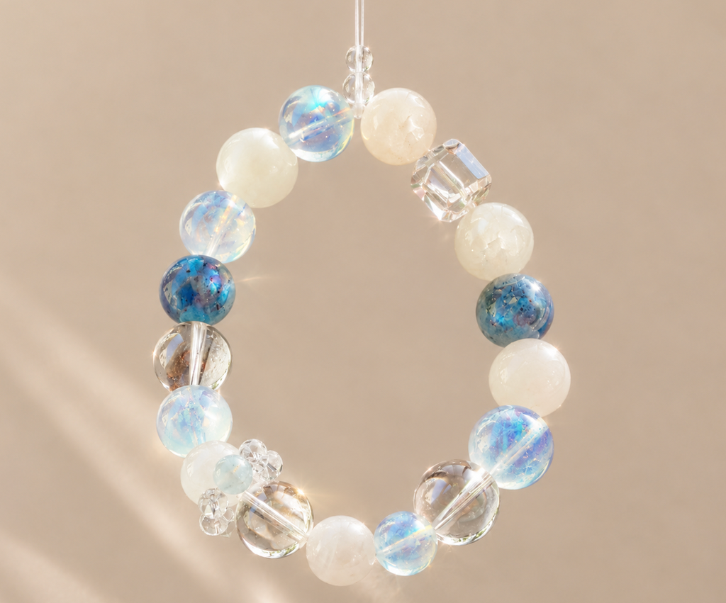 Asymmetric Geometric Crystal Bracelet | Kyanite, Moonstone & Clear Quartz