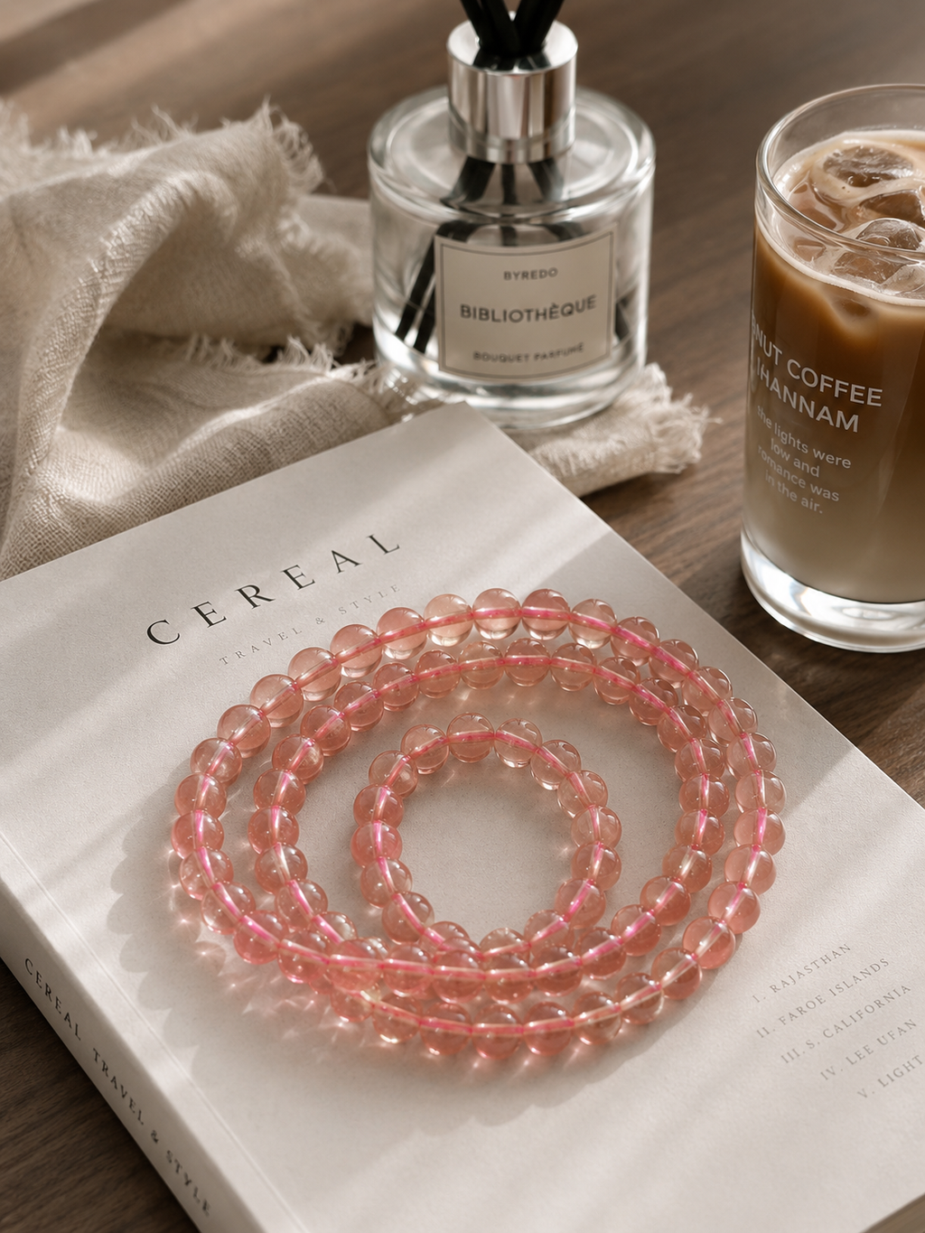 Pink Rutilated Quartz 3-Wrap Bracelet | Heart Chakra Healing & Affinity Stones