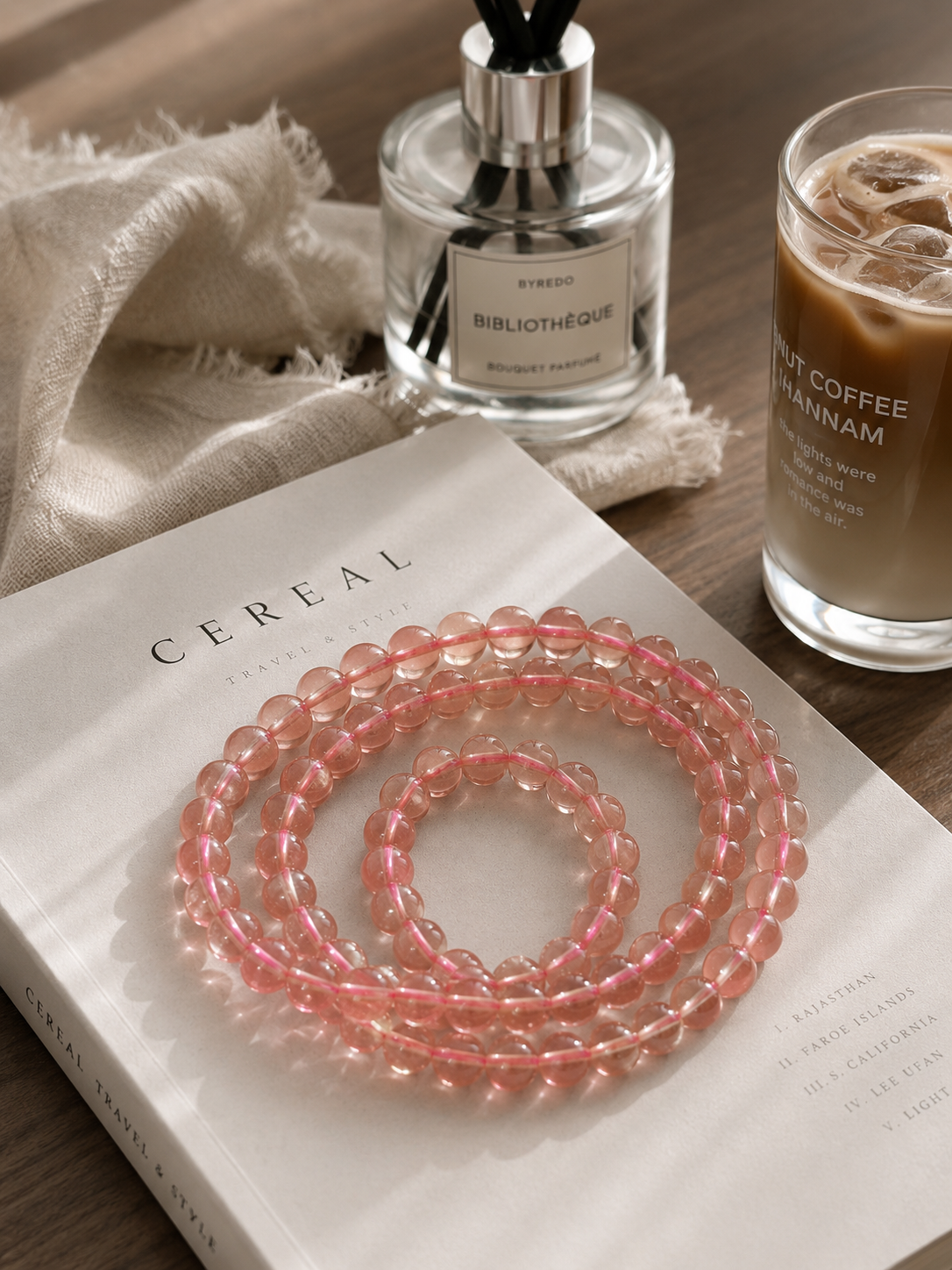 Pink Rutilated Quartz 3-Wrap Bracelet | Heart Chakra Healing & Affinity Stones