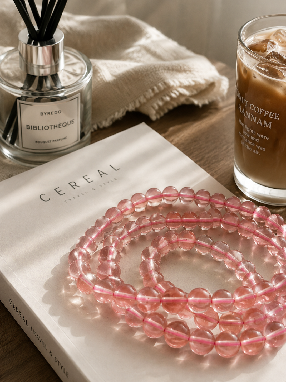 Pink Rutilated Quartz 3-Wrap Bracelet | Heart Chakra Healing & Affinity Stones