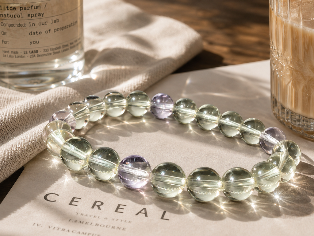 Natural Ametrine Gemstone Bracelet (8mm) | Solar Plexus & Crown Chakra | Abundance & Intuition