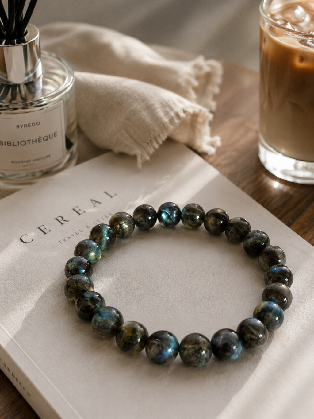 [High-Grade] 8mm Flashy Blue Labradorite Crystal Bracelet