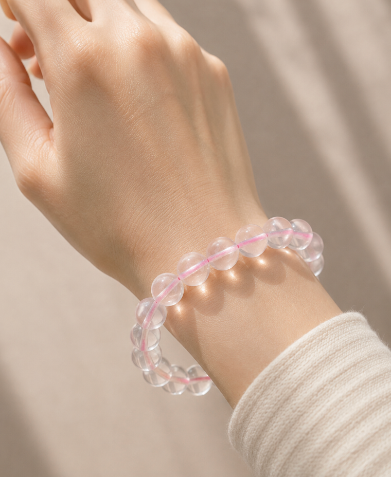 [High-Grade] Ice-Rose Quartz Healing Crystal Bracelet (8mm / 11mm)