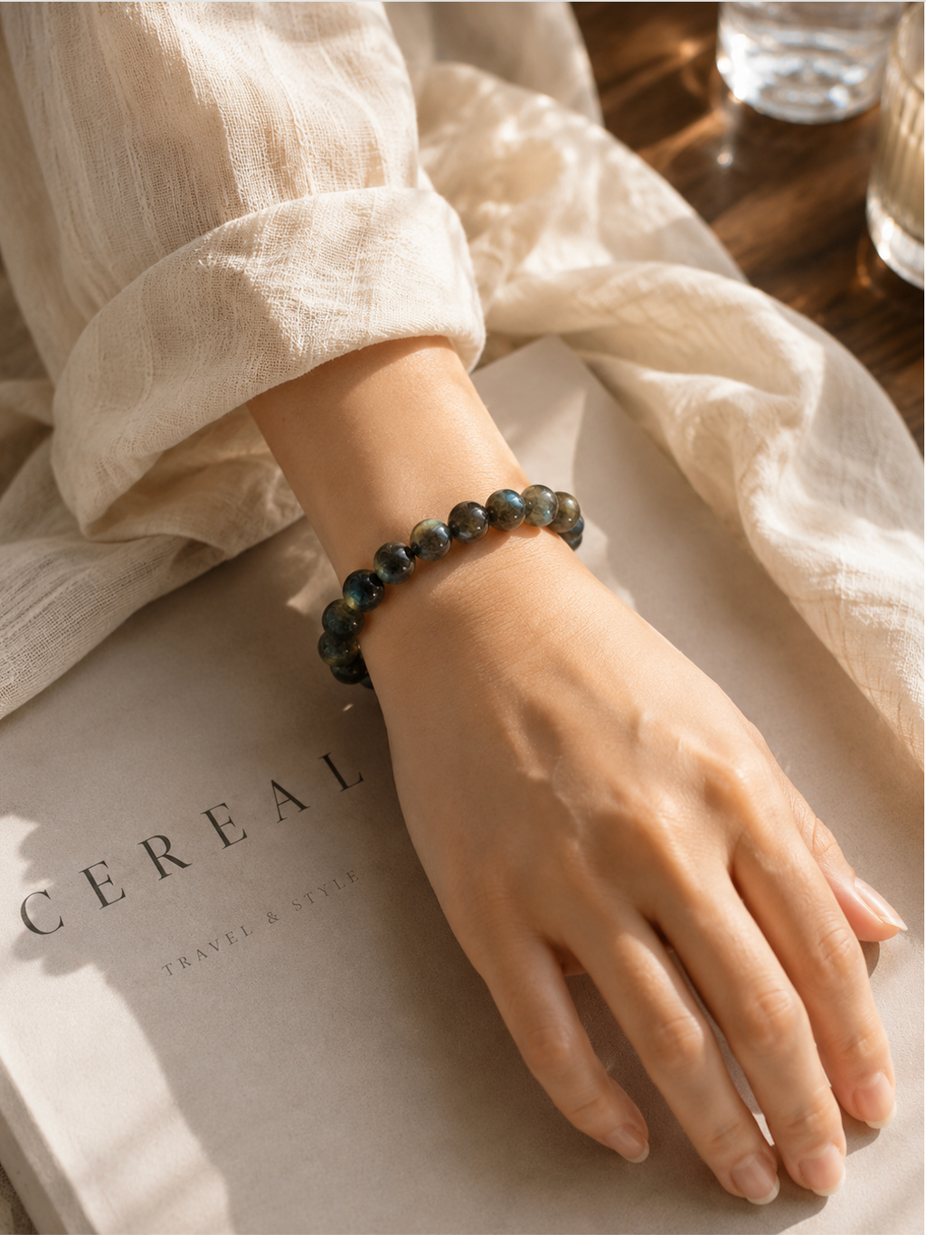[High-Grade] 8mm Flashy Blue Labradorite Crystal Bracelet