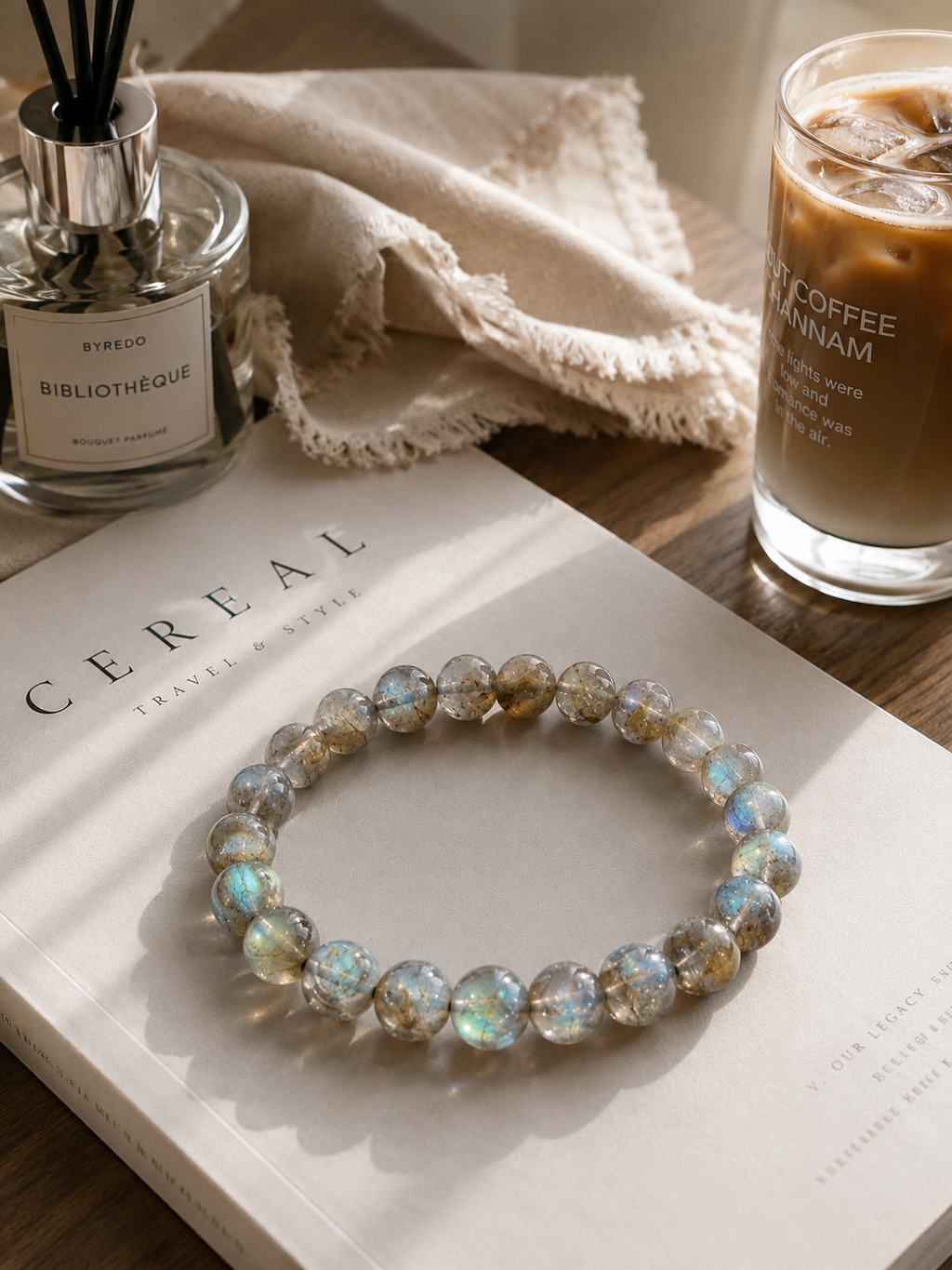 [High-Grade] 8mm Flashy Blue Labradorite Crystal Bracelet