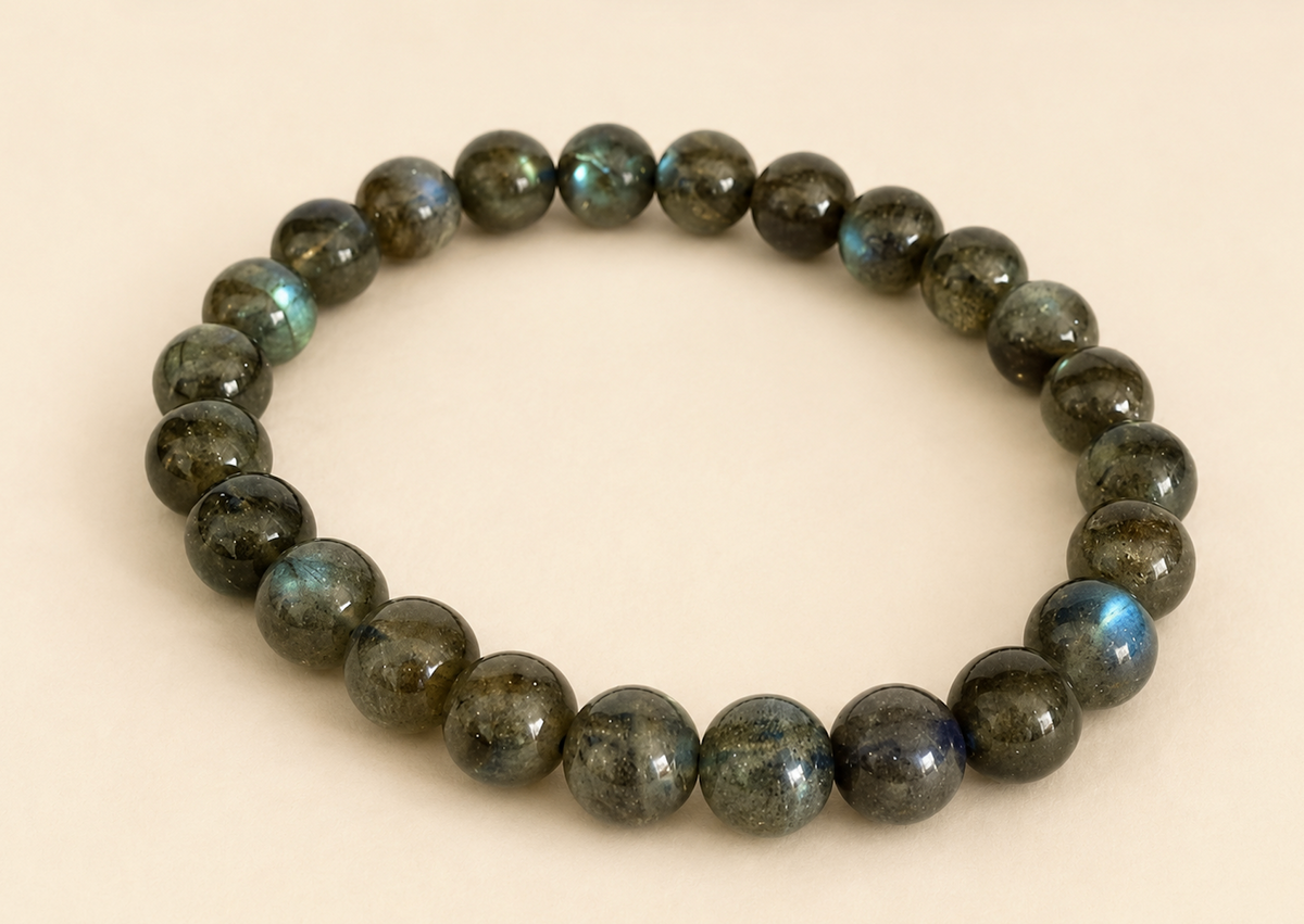 [High-Grade] 8mm Flashy Blue Labradorite Crystal Bracelet