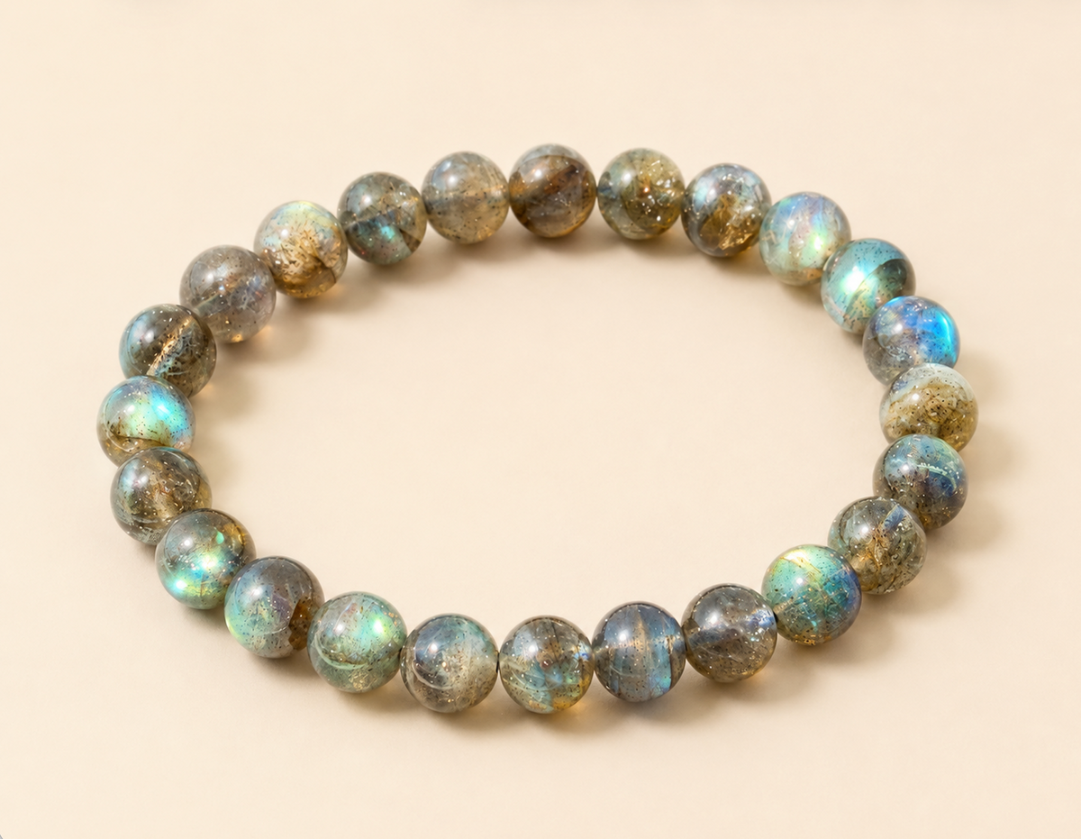 [High-Grade] 8mm Flashy Blue Labradorite Crystal Bracelet